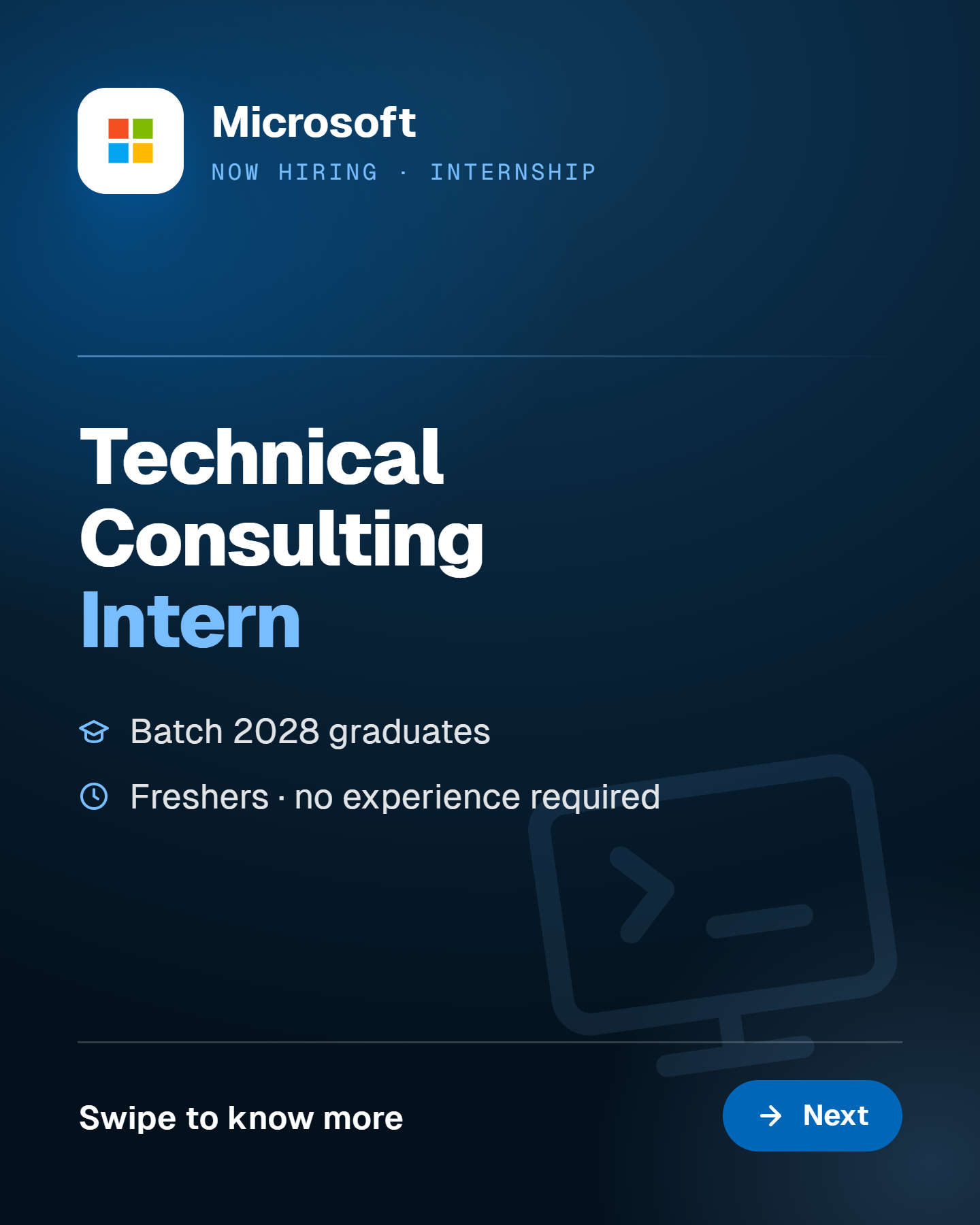 Microsoft is hiring: Technical Consulting Intern