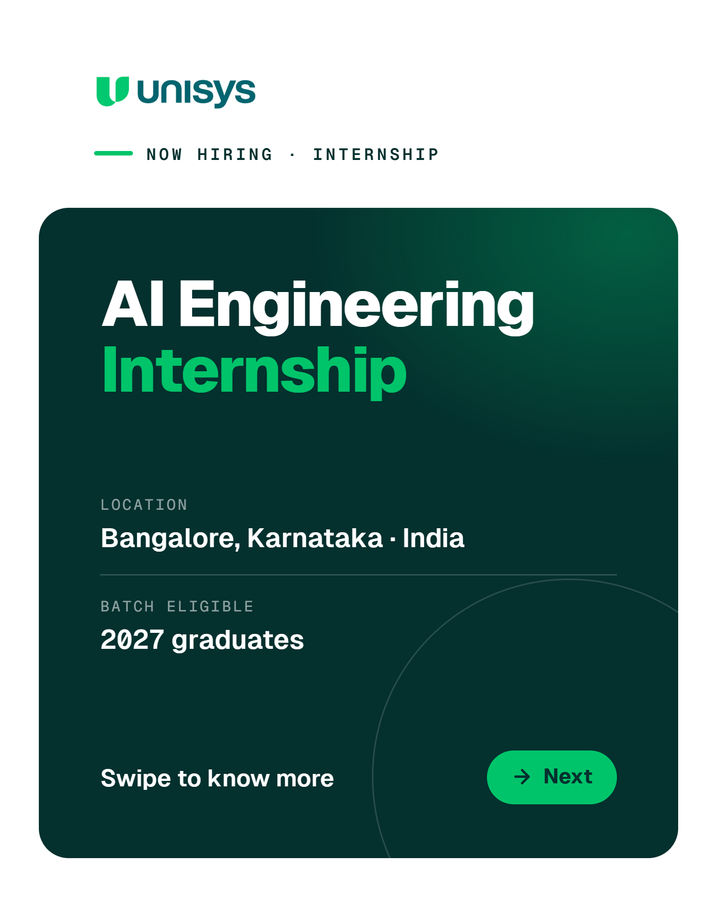 Unisys is hiring: AI Engineering Internship